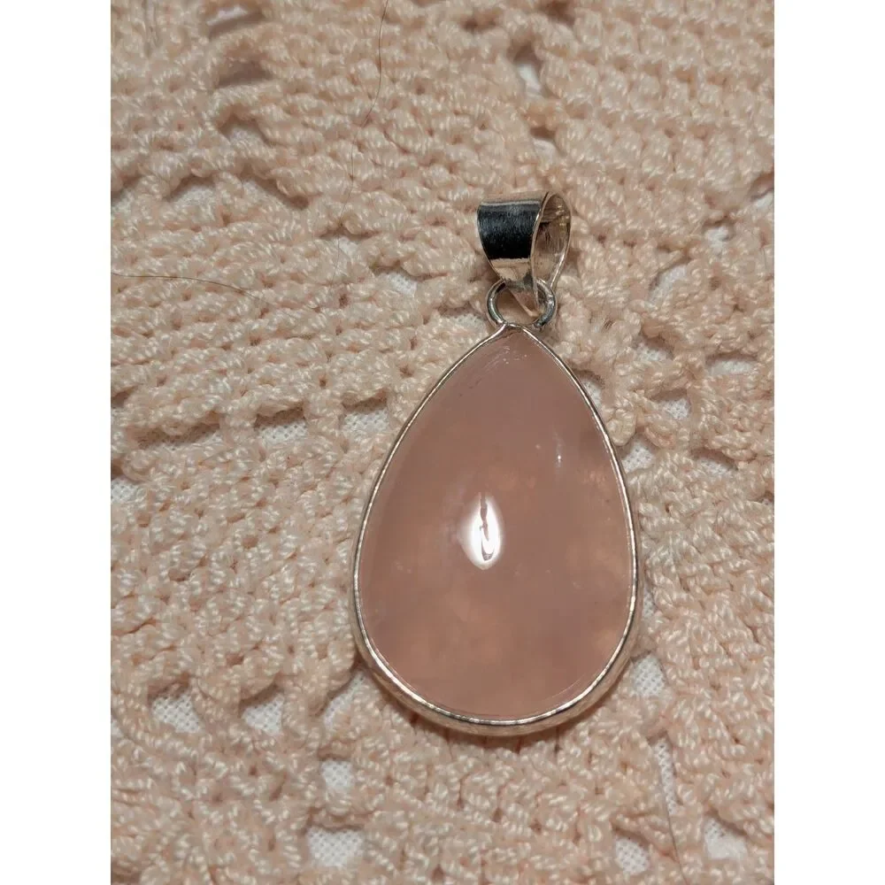 Rose Quartz Pendant 925 Sterling Silver